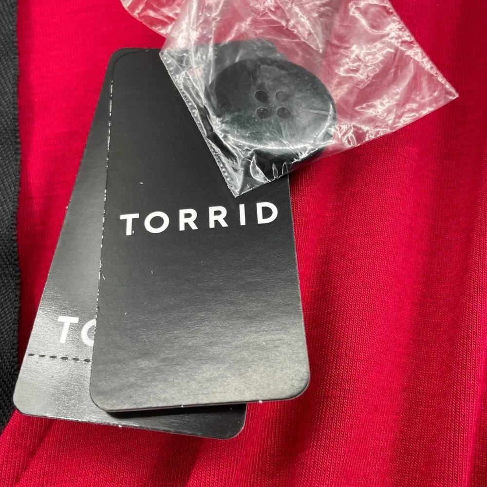 Torrid Retro Chic Red Black Nautical Anchor Button Midi Bodycon Dress 0 12 NEW - Picture 5 of 12